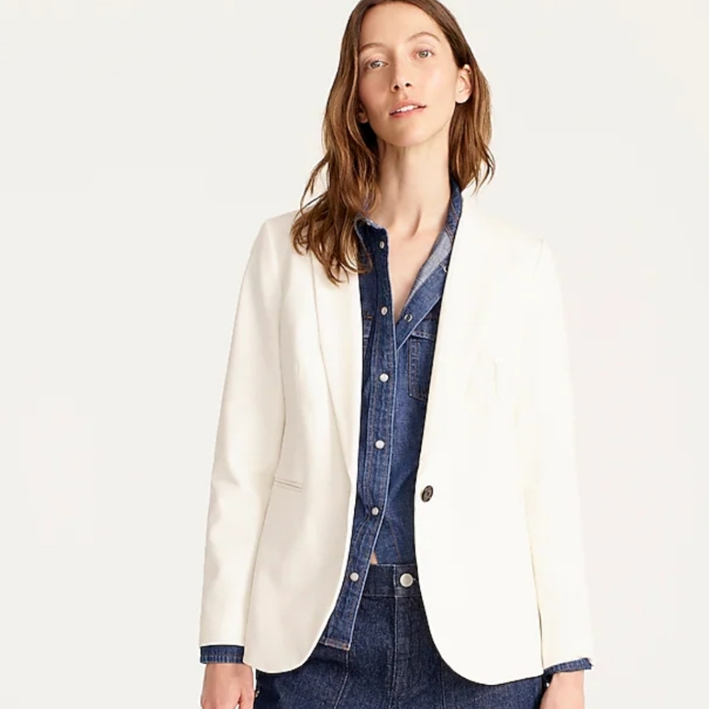 J. CREW Stretch Cotton Ivory White Blazer 2T NWT Officecore Preppy Smart Casual